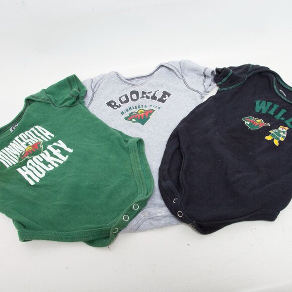 NHL Other - Official NHL Minnesota Wild Baby Boy Rompers – Size 18 Months – Set of 3